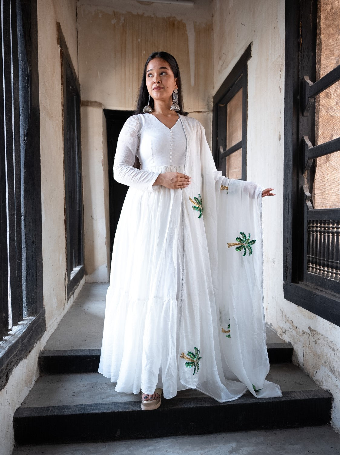 Image of Saanjh White Anarkali