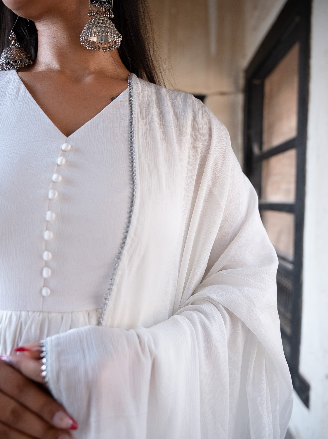 Image of Saanjh White Anarkali