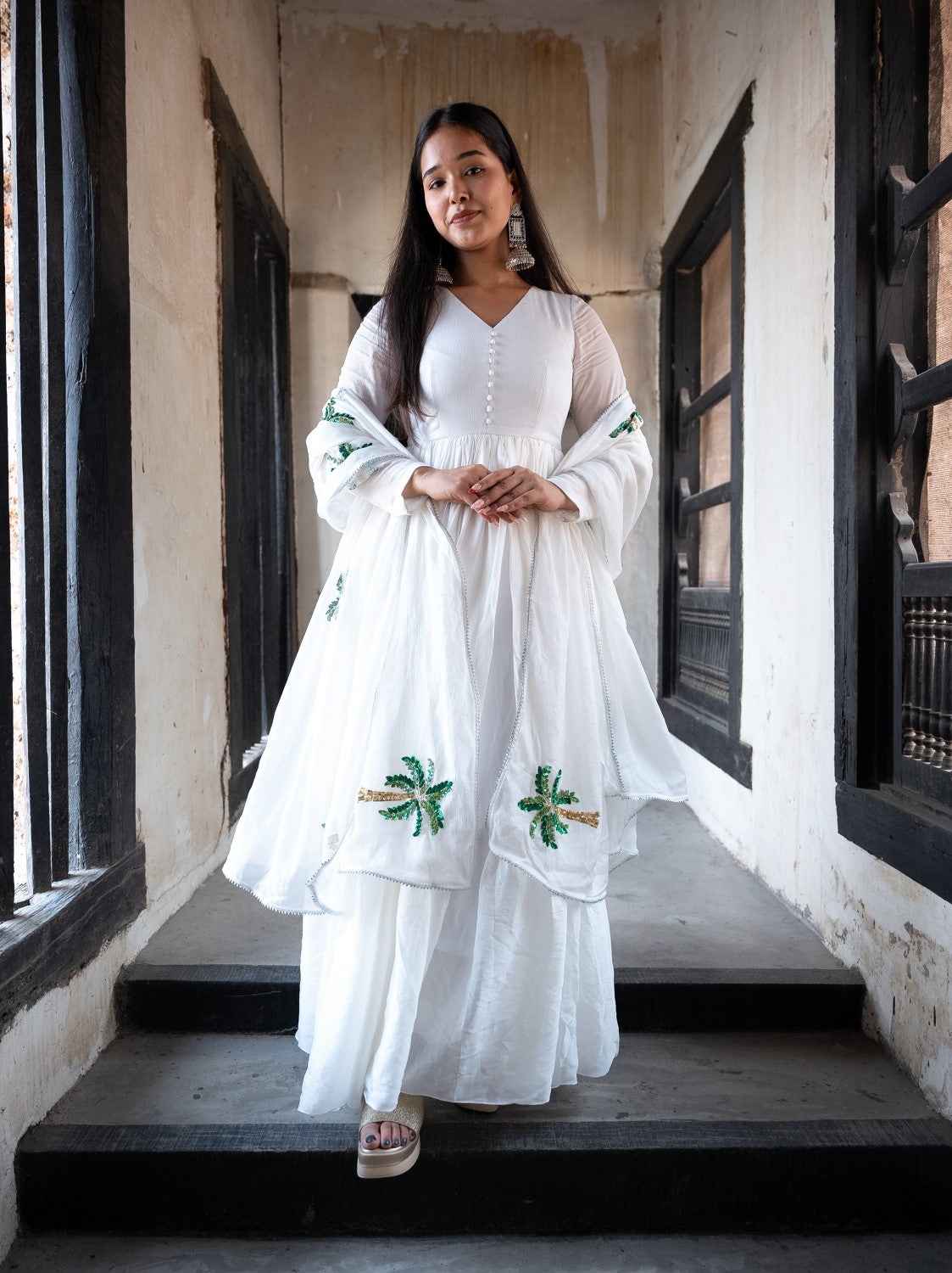 Image of Saanjh White Anarkali
