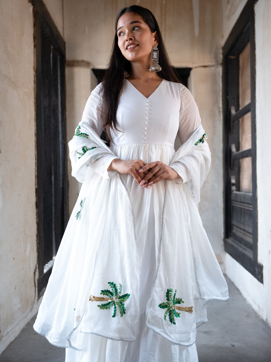 Image of Saanjh White Anarkali