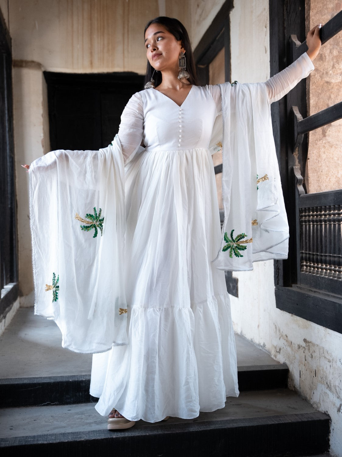 Image of Saanjh White Anarkali