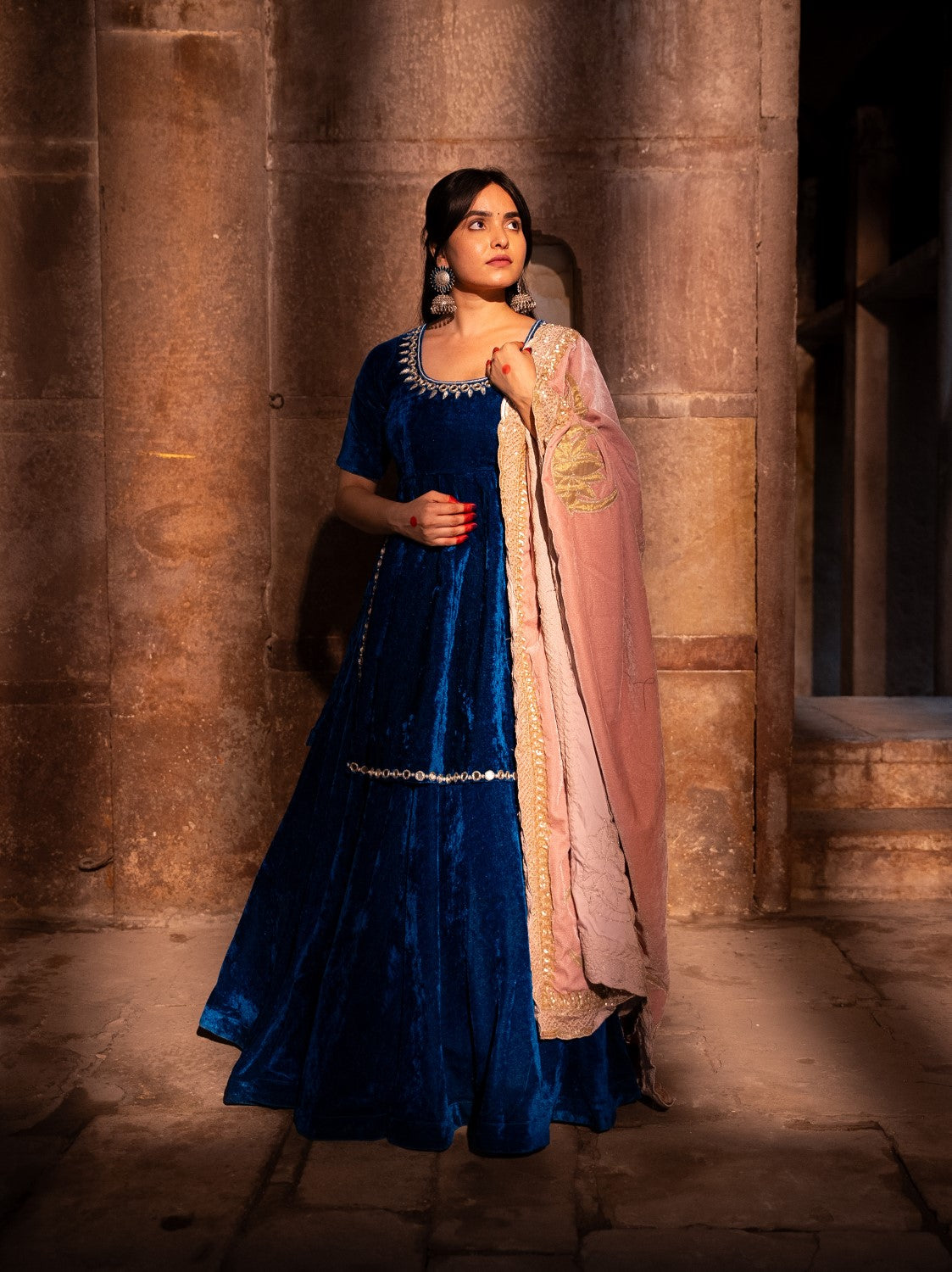 Drishti Blue Velvet Lehengas