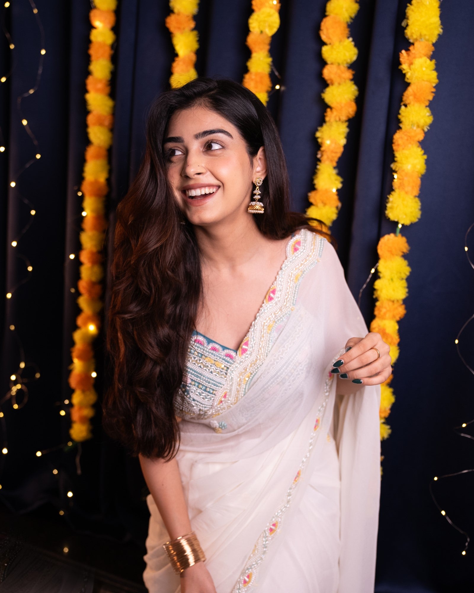 Image of Sitaara White Saree