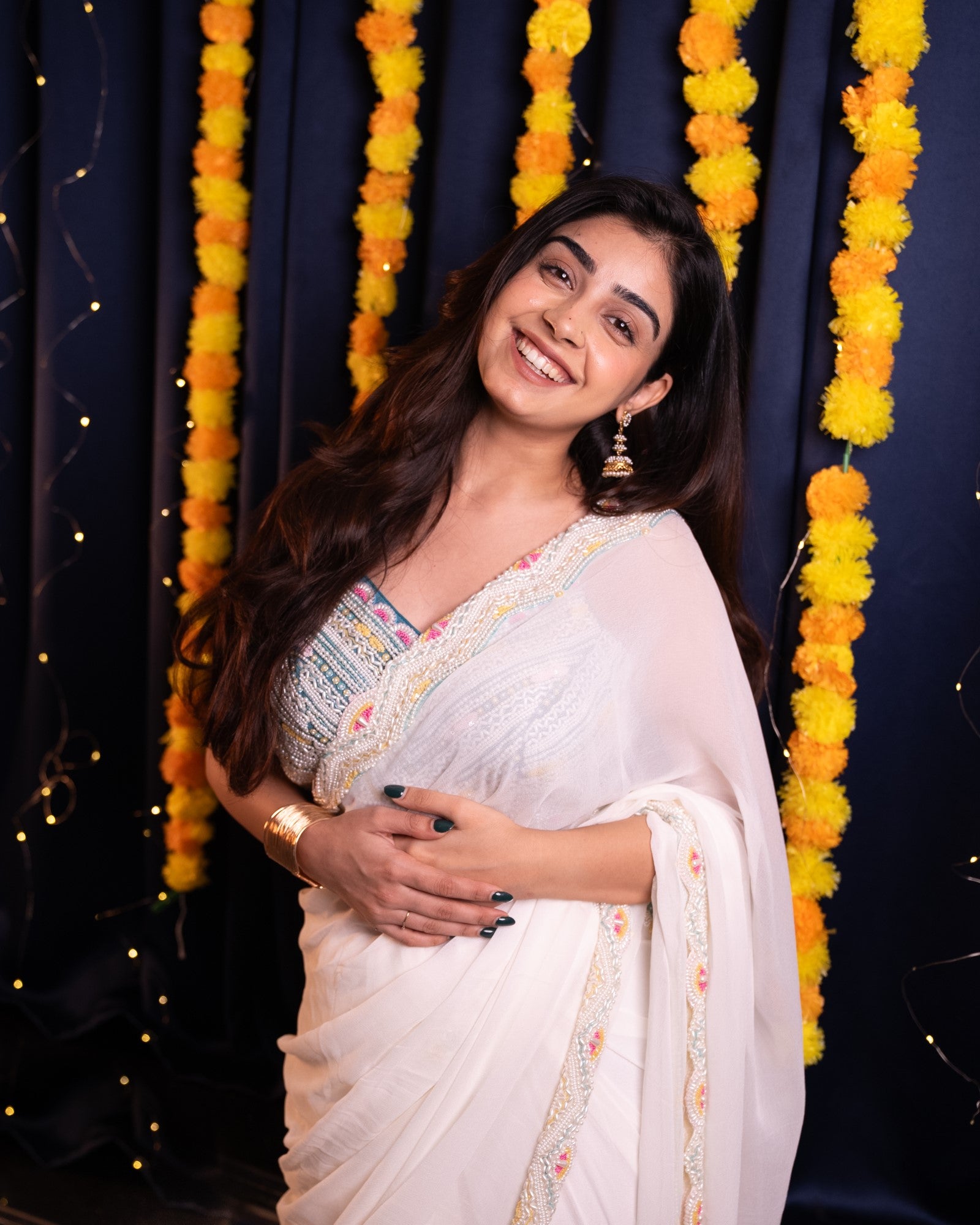 Image of Sitaara White Saree